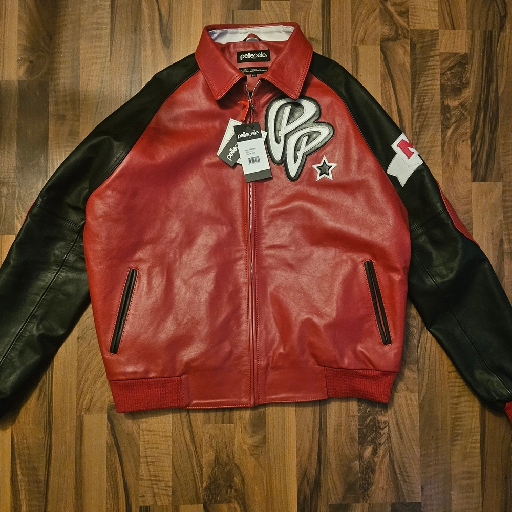 Pelle Pelle Red and Black Varsity Jacket - Picture 1 of 4